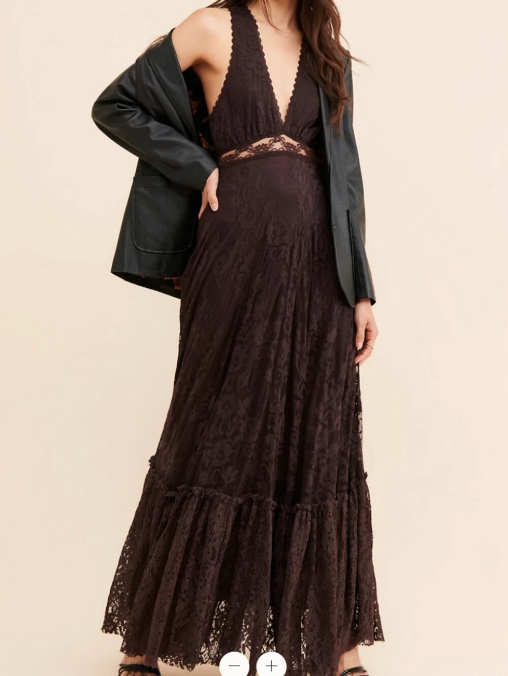 Free People One More Night Brown Lace Maxi Dress Hoco Halloween Day of the Dead - Picture 7 of 14